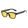 Lunettes de soleil mode hommes femmes rétro carré lumière bleue bloquant lentille jaune lunettes d'ordinateur Anti fatigue oculaire UV lunettes de jeu