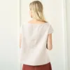 Kvinnors T-skjortor Ly Linen T-shirt Casual Loose O-Neck Kort ärm TEES Basic Streetwear Tops Summer Clothes for Women