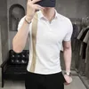 British Style Summer Men Polo Shirts Short Sleeve Solid Front Pocket Decor Korean Slim Fit Casual Homme Streetwear 4XL HKD230825