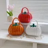 Factory outlet women shoulder bags 3 colors creative modeling pumpkin fashion handbags trend embossed leather handbag color matching chain bag 30134#