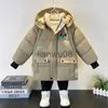 Down Coat Winter Boys Fashion Warm Outerwear 2023 New Children Thicken Windproof Coats Kids Clothes Teens Hooded Letter Print Down Jackets x0825