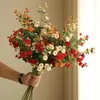Dekorativa blommor Gröna blad Fake Flower Lätt att bry sig användbart bröllopsfest Diy Bride Bouquet Artificial Mini Rose Art