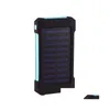 Bancos de energia de telefone celular Top Solar Bank Waterproof 30000mAh Carregador USB Portas Externas Powerbank para Xiaomi Smartphone com luz LED Dr Dhjrh