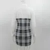 Casual Jurken Damesmode Turn-down Kraag Slanke Mini-jurk Herfst Lange Mouw Sexy Plaid Patchwork Vintage Party Potlood Bodycon Gewaad