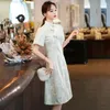 Etnik Giyim Yaz Geliştirilmiş Cheongsam Kısa Kollu Genç Dantel Çin Qipao Elbise Modern Kadın