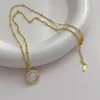 Pendant Necklaces Minar Charms 14K Real Gold Plated Brass Natural Freshwater Pearl Round Coin O-chain Chokers For Women Gift