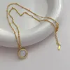 Collane con ciondolo Ciondoli Minar Ottone placcato oro reale 14K Perla d'acqua dolce naturale Moneta rotonda Girocolli a catena O per regalo donna