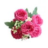 Decorative Flowers 5 Bundles Artificial Peony Rose Home Party Wedding Fake Roses Bouquet For Decoration