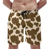 Shorts pour hommes Summer Board Cow Print Surf Blanc Taches noires Motif animal Pantalon court de plage Mignon Maillot de bain à séchage rapide Grande taille