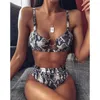 Costumi da bagno da donna 2023 Costume da bagno da donna da donna Bikini sexy diviso Pelle di serpente Stampa leopardata Bikini push up elastico in due pezzi