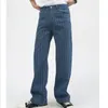 Calça jeans masculina com perna reta e listra azul fashion 230824