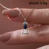 Chains Exquisite Blue Pear Cubic Zirconia Pendant Necklace For Women Wedding Accessories Fancy Anniversary Gift Fashion Jewelry