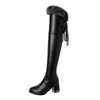 Boots Orcha Lisa Fashion Lady lår 54 cm rund tå block klackar 6 cm plysch varma skor blixtlås sexig fest stor storlek 45 47 48 230824