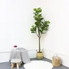 Decorative Flowers 180CM Approaching Nature Fake Plants Flower Bonsai Tree Potted Large Interior Decoration Ficus Lyrata Rubber Flowerpot