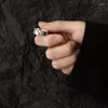 Cluster Rings Creative Forest Heart-Shaped Rock Stone pekfinger Silverfärg justerbar för kvinnor mode koreanska smycken