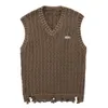 Men's Sweaters LACIBLE Streetwear Harajuku Knitted Vest Cut Hem Sleeveless Pullover Loose Casual Sweater Vest Tank Tops Men Women Spring 230824