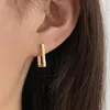 Boucles d'oreilles carrées géométriques pour femmes, rectangulaires, couleur or, Huggies en métal, mode, nouveaux bijoux à la mode, cadeaux, vente en gros, YME012
