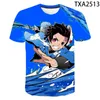 T-shirts pour hommes 3D Cartoon Kimetsu No Yaiba Casual Hommes Femmes Enfants Mode Manches courtes Garçon Fille Enfants T-shirt imprimé Cool Tops Tee