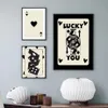 Canvas Painting Lucky Playing Card Wall Art Dice Spades Ace Queen Posters And Prints Club Bar Living Room Bedroom Decor Home Wall Pictures No Frame Wo6