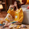 Women's Sleepwear Ladies Pajamas Autumn Cotton Pijamas Casual Loose Home Wear Two-piece Fashion Kimono Women Night Gowns 2023