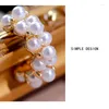 Stud Earrings Women White Pearls Big Circle Round Simple Gold Color Earring Party Jewelry Sweet Korean Girl Fashion