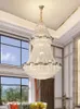 American Crystal Gold Chandeliers 유럽 고급 현대 천장 샹들리에 조명 조명품 카사 홈 거실 홀 매달린 램프 대형 광택 램파라스
