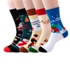 Chaussettes courtes en coton pour femmes, dessin animé, élan, flocon de neige, Harajuku, père noël, noël