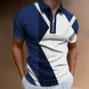 Summer Men Zippered Polo Shirt 3D Print z krótkim rękawem T-shirt Busines