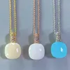 Pendant Necklaces 12.6mm Necklace For Women Crystal Pink Blue Square Candy Style Accessories Party Gift