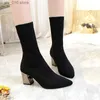 Fashion Ankle New 2021 Boots Women Shoes Elastic Sock Boot Chunky High Heels Stretch Sexy Booties Pointed Toe Plus 41 43 fdf8 ies