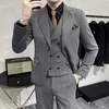 Erkek Suit Blazers Blazer Yelek Pantolon Moda İş Düğün Beyefendi İnce İtalyan Tarzı Gündelik Host Çift Bölünmüş Resmi 3piye 230824
