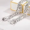 Łańcuchy Włochy Design Solid 925 Sterling Srebrny Miami Cuban Link łańcuch męski Naszyjnik - Lokta pudełka 10 mm 22-28 cali Prezent biżuterii