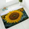 Badmattor Solrosblomma Non-Slip Floral Plants Bedroom Kitchen Doormat Indoor Floor Mat Absorberande mattor Fot Kuddar Heminredning