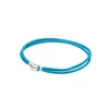 Braccialetti 2022 Tendenza moda Sterling Sier S Amore Cuore Fibbia Bracciale in cordoncino di cuoio intrecciato Nero Rosso Blu Doppio cerchio Donne di base