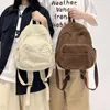 スクールバッグCorduroy Mini Backpack Solid Color Shourdle Bagソフトクロスボディオフィス旅行財布とハンドバッグ