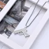 Pendant Necklaces QIAMNI Hip Hop Crystal Pistol Necklace Charm Rhinestone Submachine Gun Choker For Women Men Fashion Jewelry Cool Collar