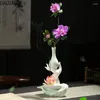 Vasos DXUIALOI Chinês Zen Bergamota Vaso Decoração Sala de estar Flores Secas Arranjo de Flores Desktop Home