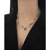 Pendant Necklaces Skyfish Emerald Natural Stone Necklace Ladies Zircon Freshwater Pearl Tassel Jewelry Wholesale