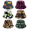 Wide Brim Hats Bucket Winter Women Ladies Fashion Print Warm Fur Panama Hat Wool Soft Velvet Rabbit Hair Fisherman Outdoor 230825