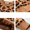 Pullover Kids Baby Boys Girls Long Sleeve Leopard Print Sweaters Autumn Winter Baby Boy Girl Knit Barntröjor 230825