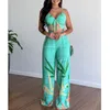 Women's Hoodies Sweatshirts Europe and America crossborder casual suit summer ANSZKTN Vneck short vest high waist printed wide leg pants twopiece set 230824