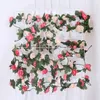 Flores decorativas 2 pçs 2.2m simulado rosa flor guirlanda para diy natal casamento jardim arco pipeline decoração para casa planta artificial