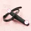 Brinquedos adultos Strap On Dildo Gag Silicone Boca Casal Jogos Bondage Ajustável Duplo 230824