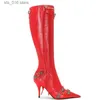 Boots Paris Station Fashion Women's Boots Pointed Toe High Heel Boots Sexy Motorcycle Boots Four Seasons Party Over Knee Boots T230824