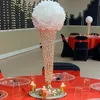 10 pièces) 50 à 90 cm de haut) rayé grand cône verre clair perle Vases à fleurs fleurs boule cristal centre pour la décoration d'événement de mariage