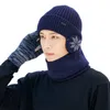 Scarves Winter Men Women Hat Scarf Gloves Set Thick Beanie Knitted Cap Wool Neck Balaclava Mask Bonnet 230824