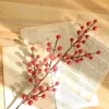 Decorative Flowers 63cm Artificial Berries Branch Plastic Fake Leaf Berry Red Plant For Year Christmas Decor Tools