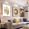 Abstract Golden Luxury Picture Canvas Målning Väggkonst mode lämnar blommakoster och tryck för modern minimalistisk heminredning HKD230825 HKD230825