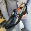 Jurk Schoenen Zwarte Mannen Loafers Schoenen Patroon Mannen Jurk Sheos Ronde Neus Bruiloft Mannen Schoenen Zapatos De Vestir Hombre 230824