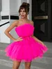 Grundläggande casual klänningar Yissang Mesh Solid Pink Ruched Halloween Dres Sashes Strapless Club Loose Dresses Backless High midje Sexig Party Vestido 230824